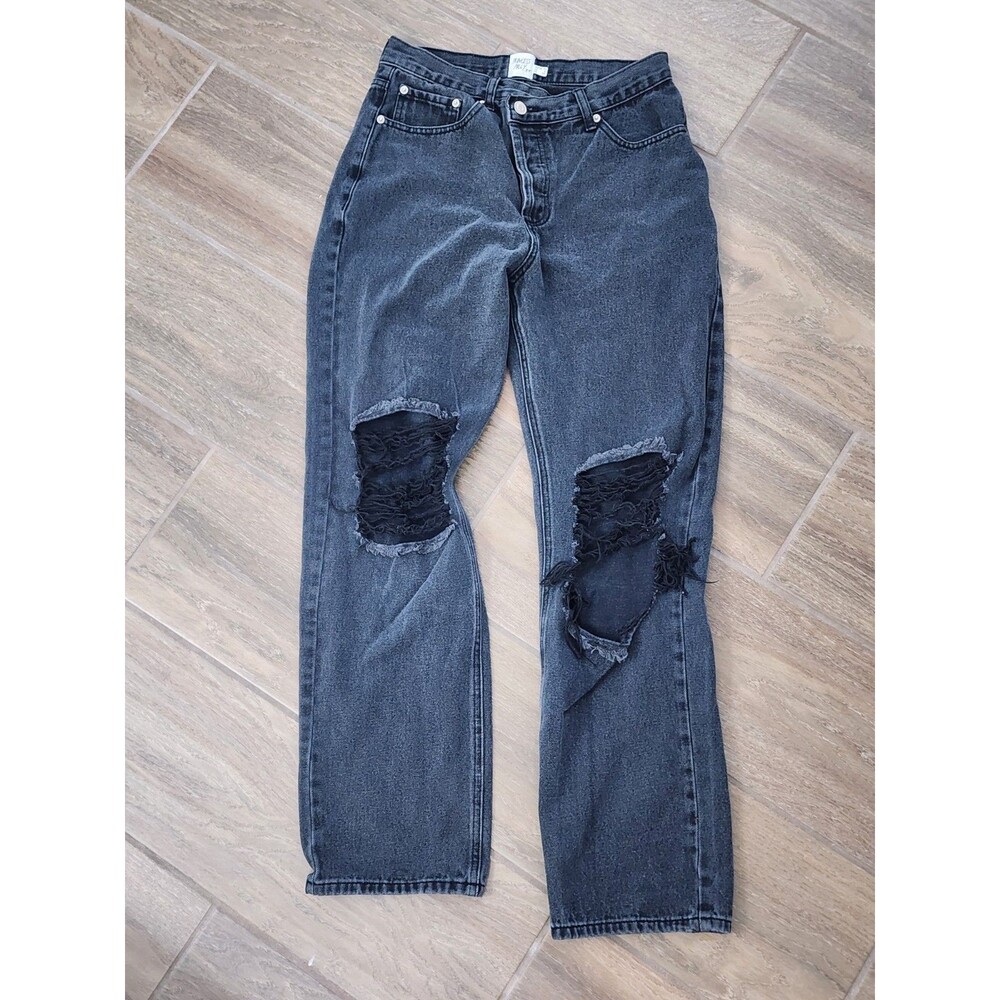 Princess Polly Charcoal Black Wash  Ripped Mom Fit Denim Jeans Size US 6